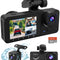 Dash Cam for Car, 1080P 3 Channel Front & Rear inside Dash Camera, Super Night Vision, Parking Monitor, Loop Recording, with 32GB SD Card